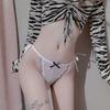 Sexy underwear soft girl girl strap-on panties jacquard tulle breathable cute Lolita thong slightly fat MM large size