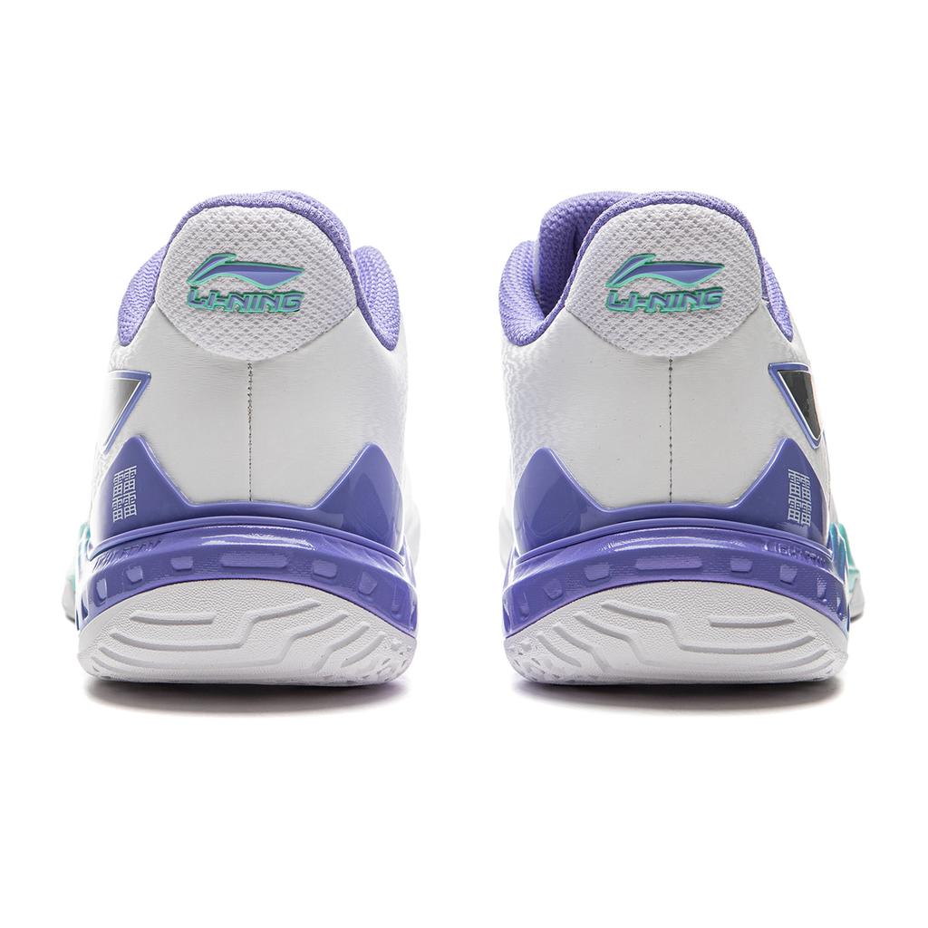 Li Ning резиновые мягкие эластичные удобные нескользящие износостойкие дышащие легкие низкие туфли для бадминтона унисекс белые фиолетовые AYZU017-1
