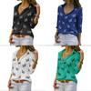 English Fashion Shirt With Butterfly Print And Spandex For Casual Wear