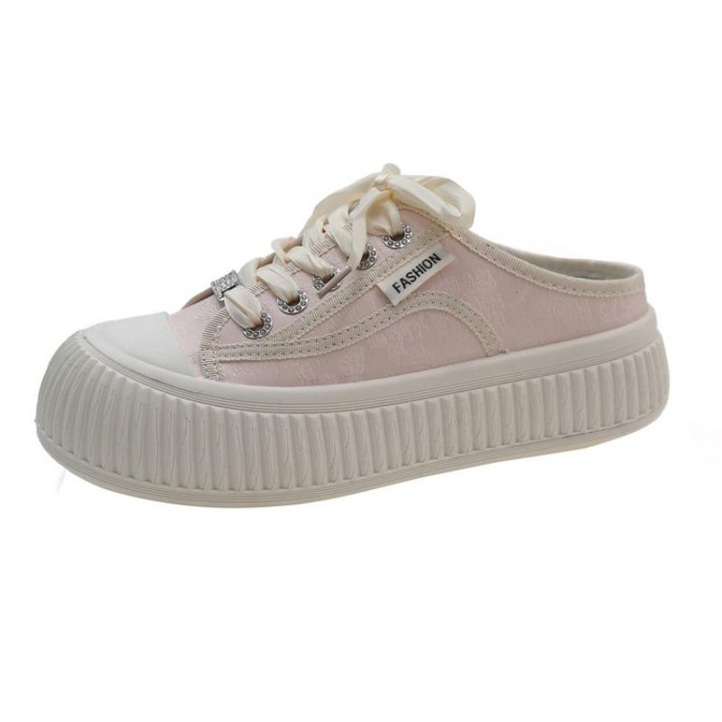 Модная женская обувь 2024 года, полутапочки Baotou для женщин, которые можно носить весной, летом и осенью, повседневные полутапочки на толстой подошве