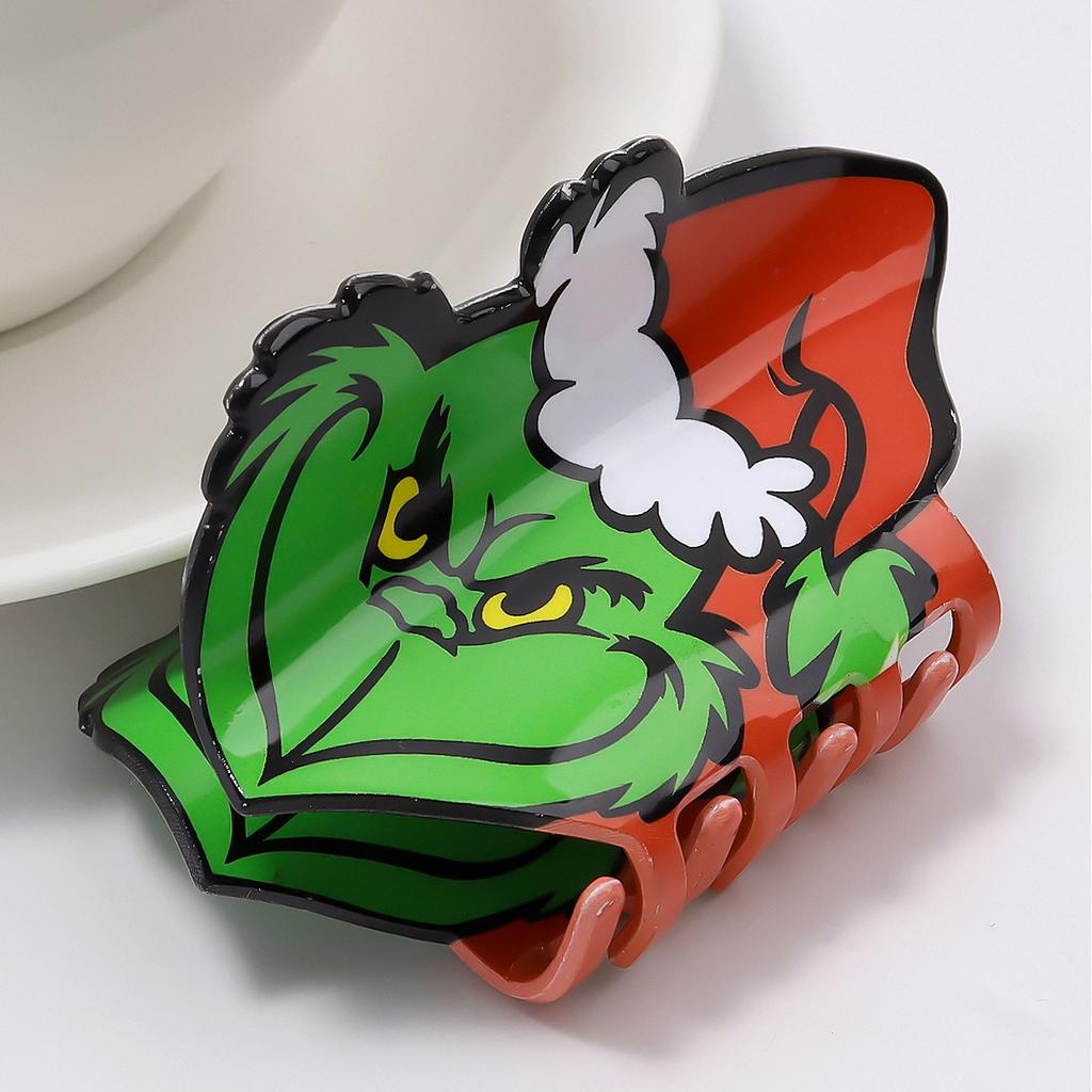 1 pc cute cartoon print Christmas seriesgrab clip hair ornament on the back of the head