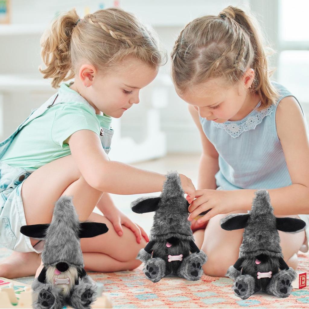 Милая черная собачка-гоблин, безликая кукла, украшение в виде собаки-гнома с высунутым языком