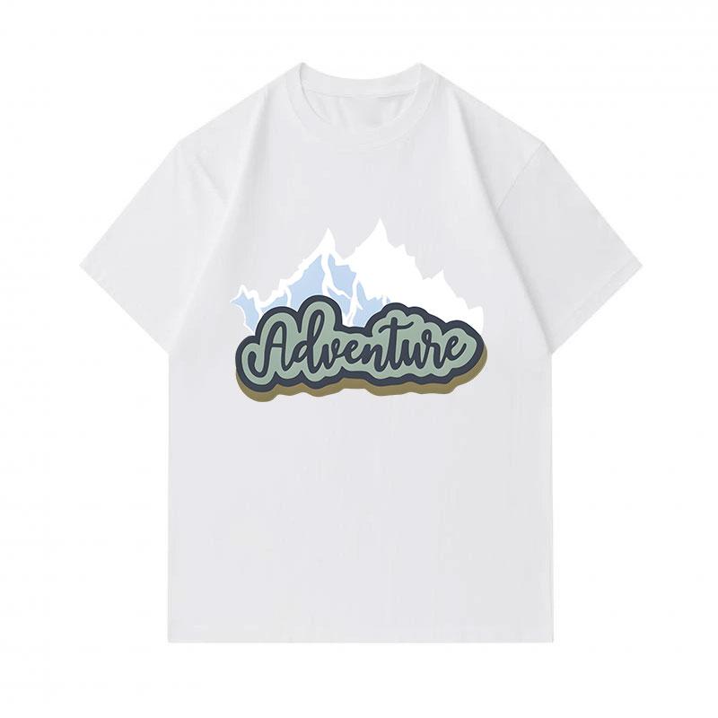 Men's 100% Cotton Crew Neck Short Sleeve T-Shirt, Casual Mountain Adventure Printed Breathable Soft Summer Tee for Daily Outdoor Hiking Travel Wear