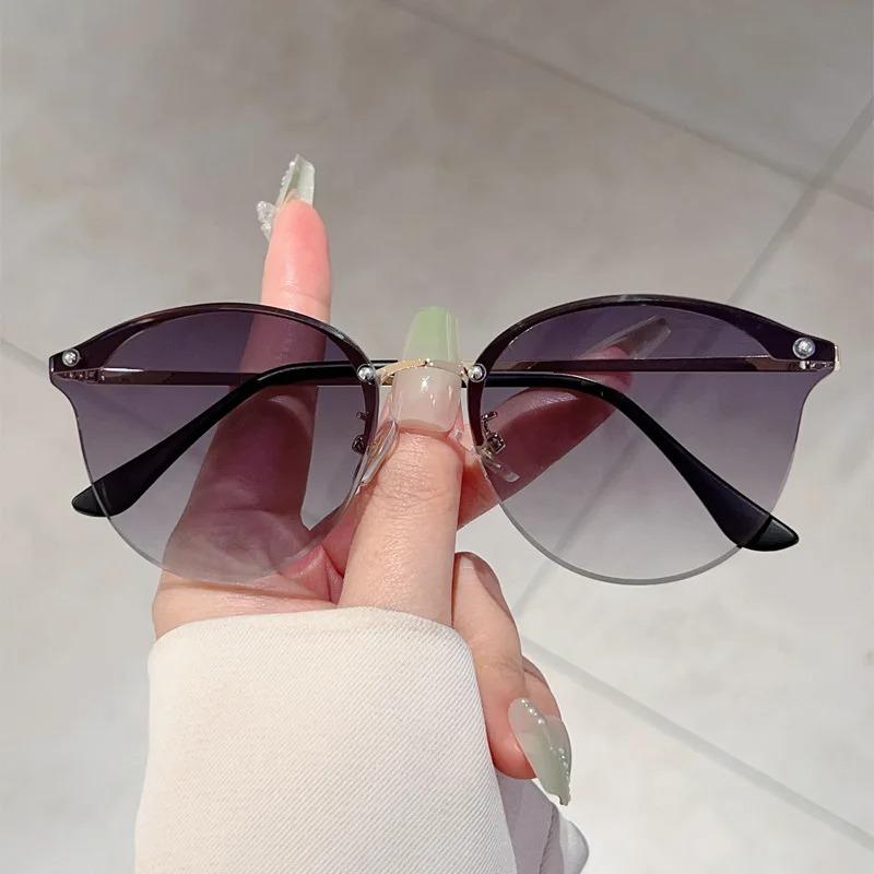 Модные металлические овальные солнцезащитные очки для мужчин и женщин, ретро панк мода, кошачий глаз, UV400