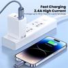 USB 2.4A Fast Car Charger Cable For iPhone 14 13 12 11 Pro Max Plus 8 X XS Spring Telescopic Charging Wire Accessories