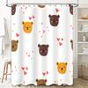 Bears Pattern Shower Curtains for Bathroom Decor White with Red Hearts Brown Bears (Size 180cm)
