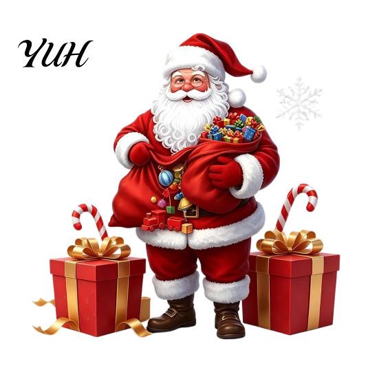 Seasonal Door Decorations Santa Claus Window Static Sticker, Reusable Waterproof PVC Christmas Decal, Decorative Holiday Murals HD Printing Clings for
