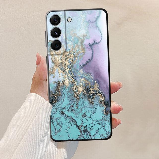 Цветной мраморный художественный чехол для телефона для Samsung Galaxy S22 Ultra 5g S21 Plus S20 Fe S7 S21 S8 S10e S10 S9, черный мягкий чехол