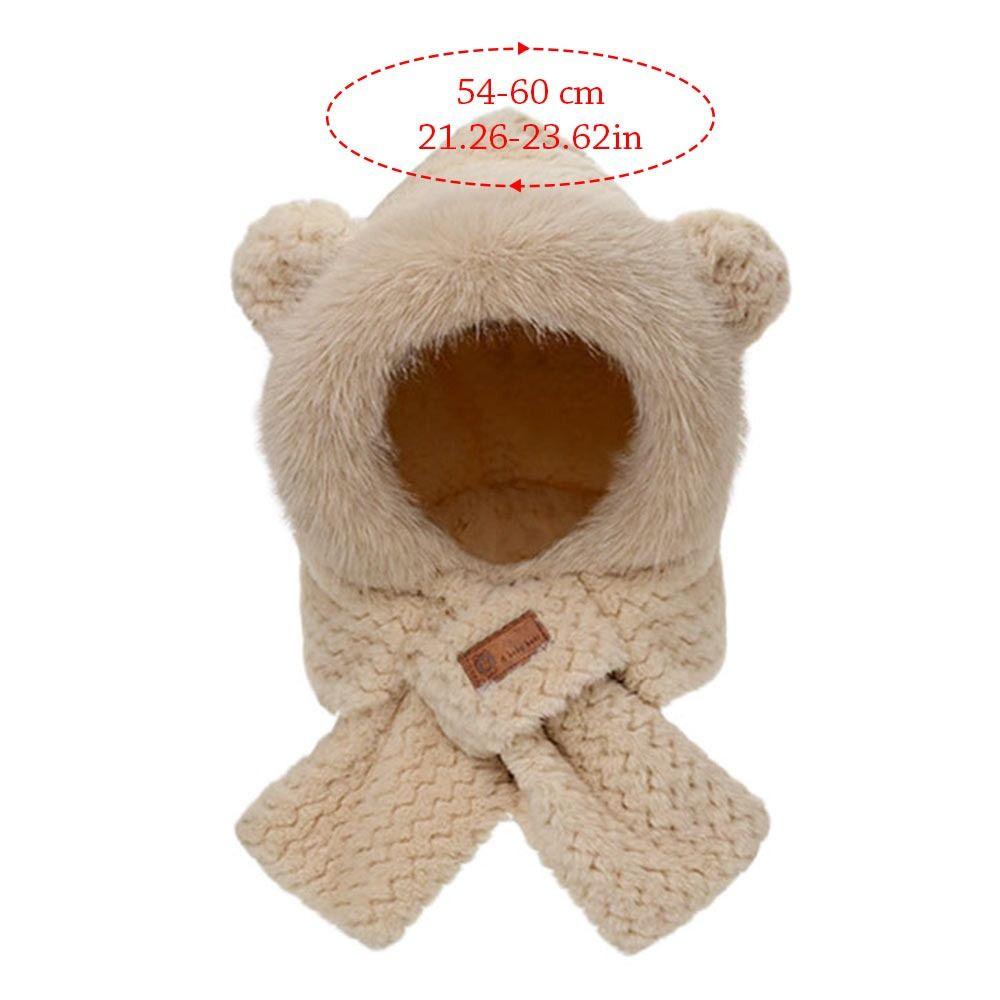 Plush Beanie Hat Scarf Thickening Neck Warmer Winter Ear Protection Cap for Women