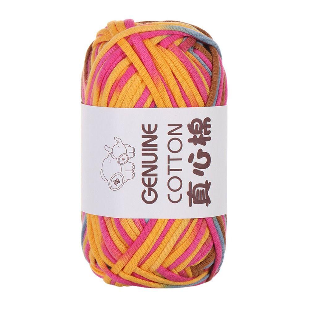 Cotton-Nylon Blend Rainbow Crochet Yarn Thick 80M Colorful Cotton Knitting Yarn Hand Woven Easy-to-See Stitches Beginner