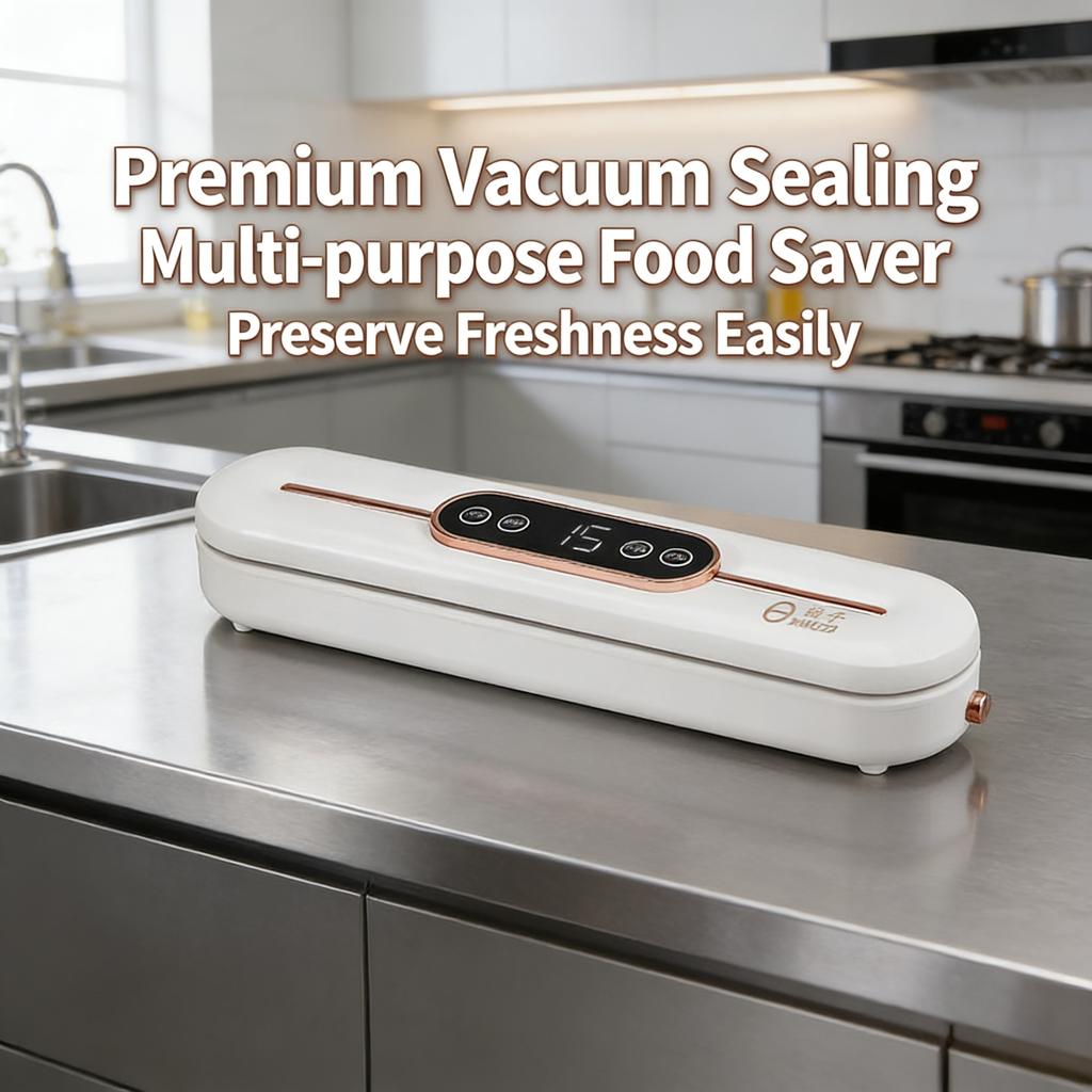 Vacuum Sealer for Food Freshness, Compact Kitchen Storage, One-Touch Sealing, Efficient and Practical.