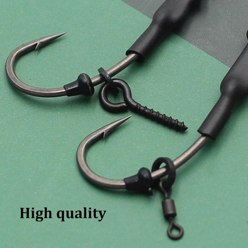 4 шт., снасти Ronnies с винтом для наживки/кольцом, вертлюг, рыболовный крючок с сильным изогнутым хвостовиком, готовая оснастка для ловли карпа, аксессуары для ловли карпа, снасти