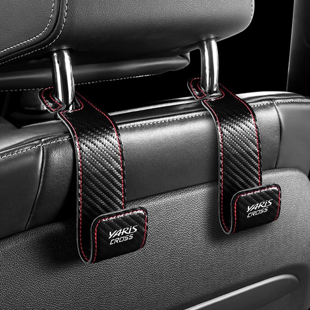 Yaris Cross Headrest Hooks with YARiS CROSS PU Car Luggage Compatible with 10 15 and GR Car Seat Hidden Seat Interior Accessories for Front and