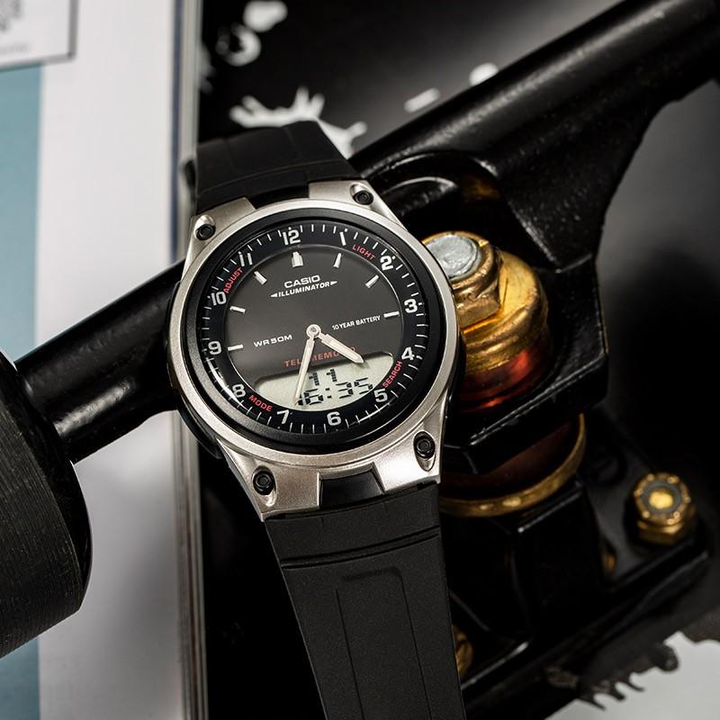 Casio Серия YOUTH - дисковый двойной дисплей классический ретро модный тренд 10-летняя батарея стрелочный двойной дисплей отображение дня и даты водонепроницаемый AW-80-1AJH