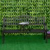 Metal Outdoor Bench with Liftable Middle Table. Patio Loveseat. Garden Bench for Garden. Porch. Seats 2–3 People. Black