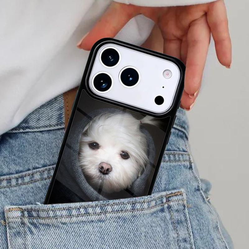 Милый Чехол для Телефона с Щенком Мальтийской Собаки для iPhone 17ProMax 12 13 14 15 16e 17 Pro Max Plus Air Cover