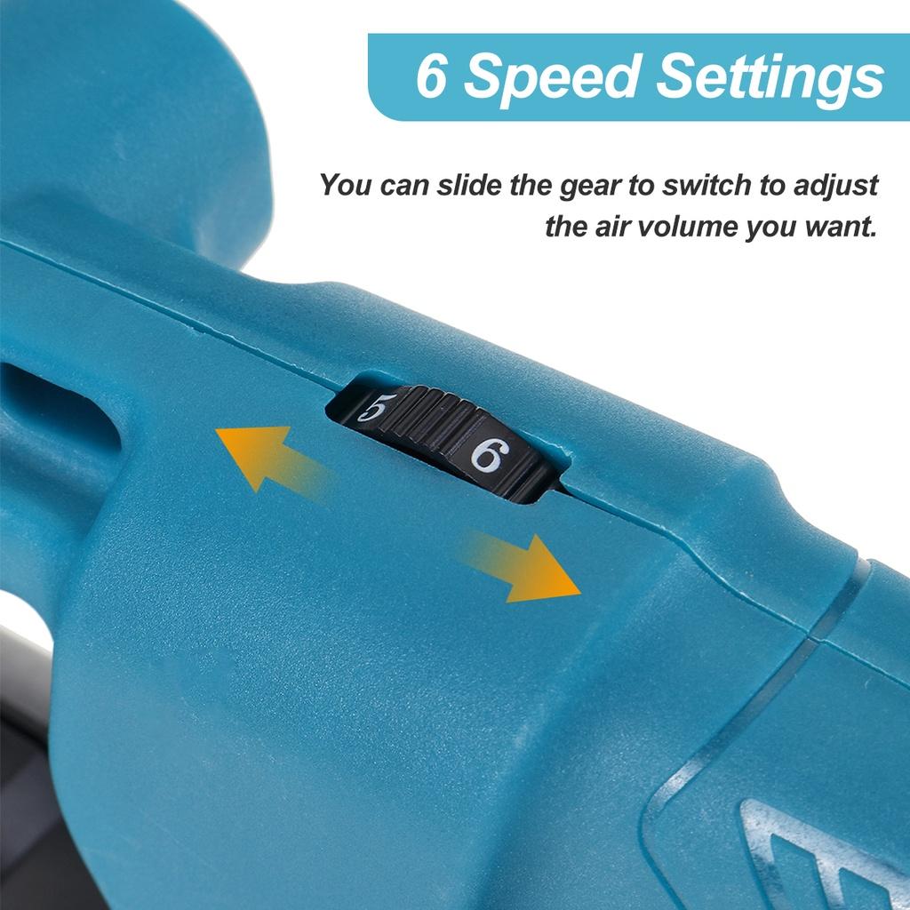 6 Speeds 388VF Cordless Electric Air Blower Handheld Leaf Blower Dust Collector Sweeper Garden Tools Compatible 18V Battery