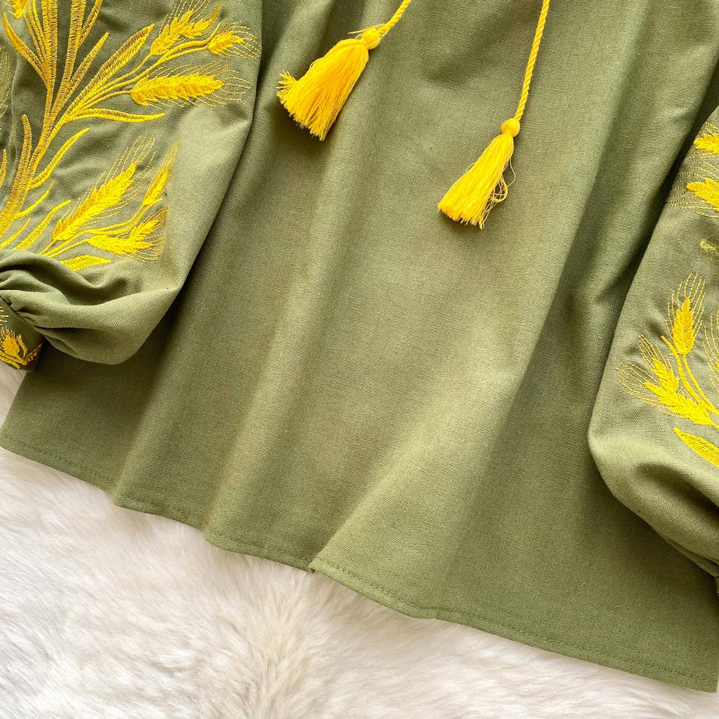 Модная блузка для женщин с рукавами-фонариками, свободные рубашки с завязками, винтажная вышивка, весенние блузки, топы