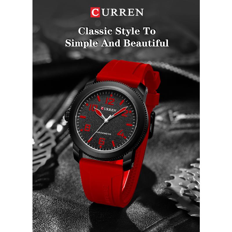 CURREN Новые лучшие мужские часы, простые мужские спортивные часы с водонепроницаемой лентой, часы с большим циферблатом, большой циферблат