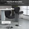 Set of 2 Bar Stools Contemporary Design Adjustable Seat Height 59-81 cm 360 degrees Swivel Linen Black