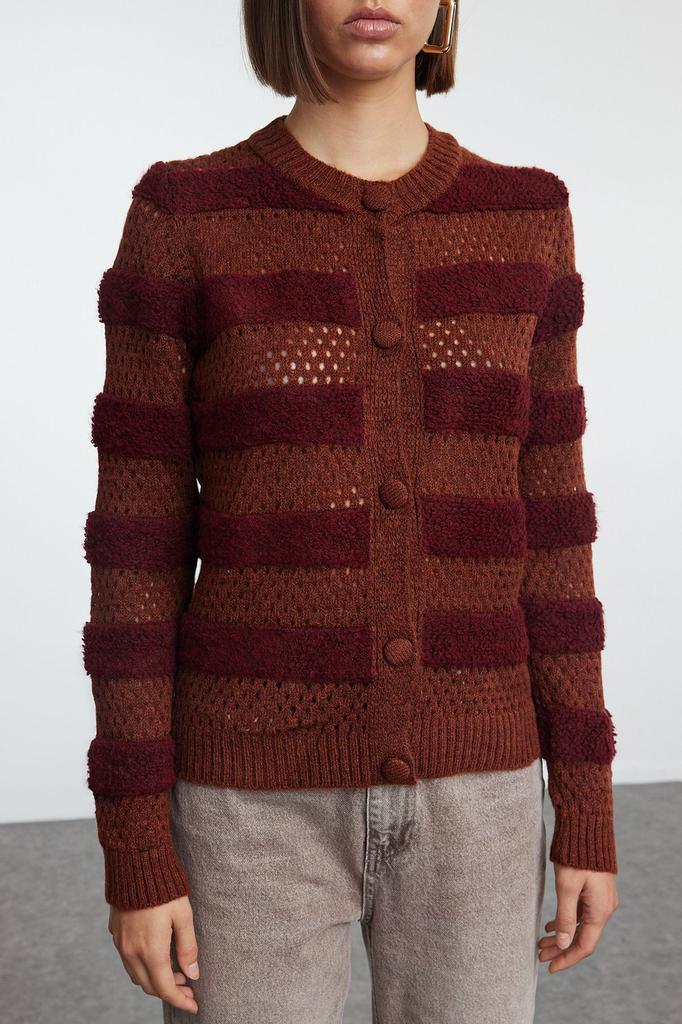 Женский элегантный кардиган, бордовый пиджак с цветными блоками, трикотаж, кардиган