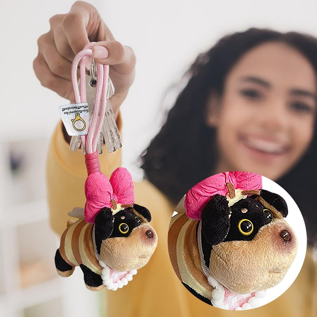 Cute Bee Puppy Bag Pendant Girls Plush Doll Keychain Doll High-end School Bag Pendant