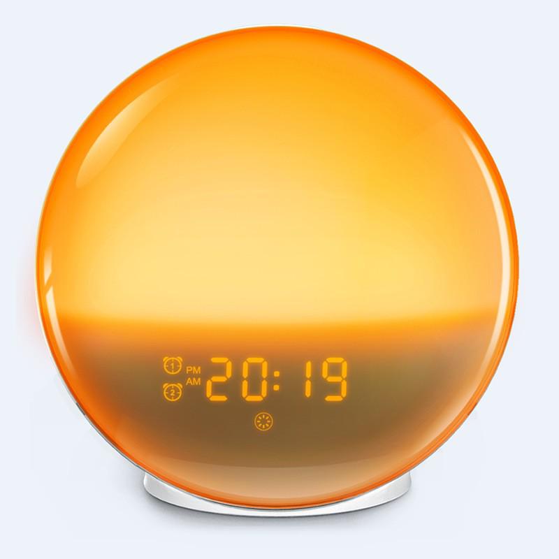 Smart Wake-Up Light: Sunrise Simulation LED Alarm Clock with Colorful Atmosphere, White Noise, and Children's Bedside Lamp.