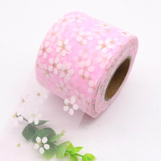 1 Roll 25Yards Webbing Ribbon Soft-touching Durable Decorative Compact Lace Floret Tulle Ribbon Clothing Accessories for Home