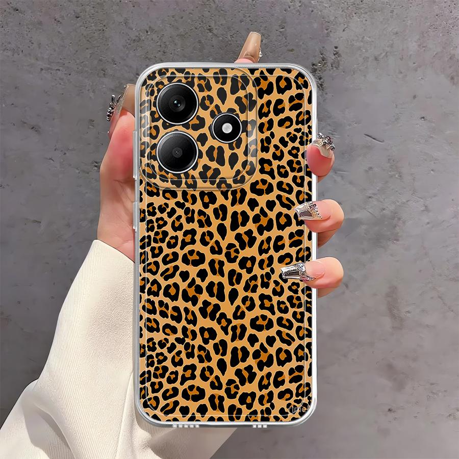 Коричневый чехол с принтом леопарда для Xiaomi Redmi Note 14 Pro Plus Note 13 9 10 11S 14C 13C 10S A4 12S 11 12 Мягкая крышка для телефона