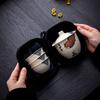 Керамический чайный набор из золы растений, ручной заварочный чайник, дорожная посуда для чая, быстрая чашка, портативный для улицы, 1 чайник, 3 чашки, посуда для церемонии Гунфу