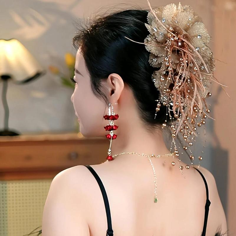 Элегантная сетчатая цветочная заколка для волос для женщин Элегантная заколка-кисточка в виде акулы Модные аксессуары для волос для девочек