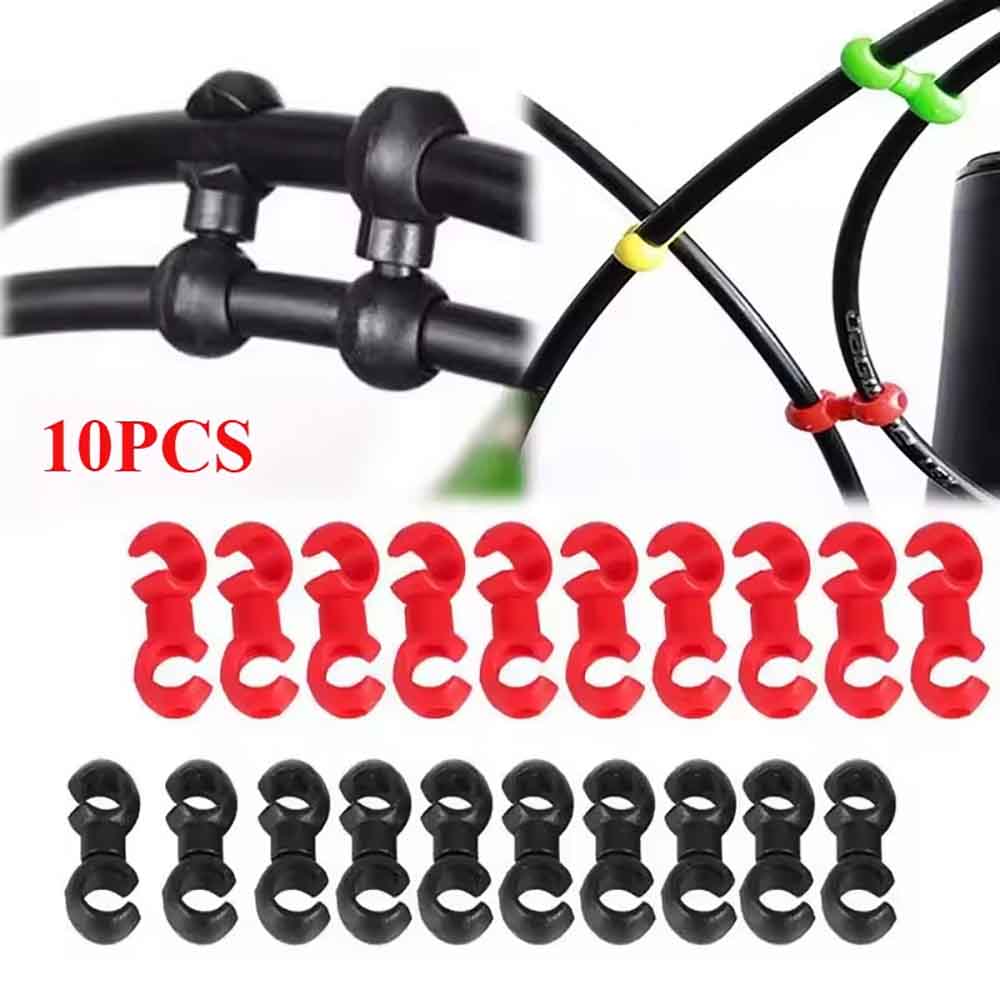 10Pcs Bike Cross Line Clips Mountain Road Bicycle Brake Gear Cable Clips Rotating S Style Hook Clips Cycling Replacement Parts
