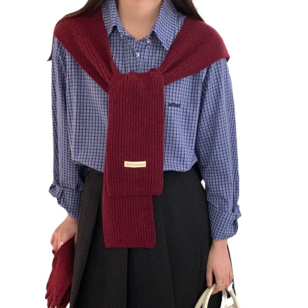 Korean Style Knitted Shawl Knotted False Collar Shoulder Wrap Warm Neck Guard Scarve  Ladies