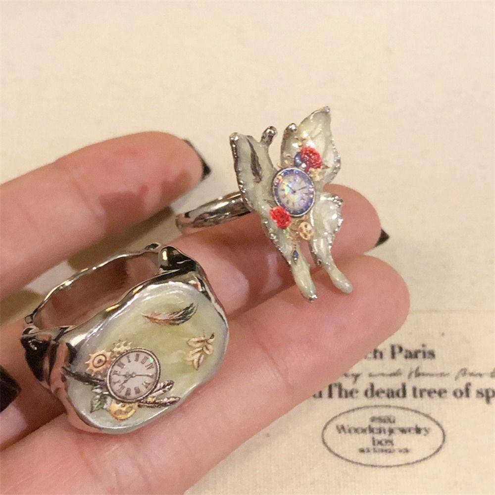 Flower Drip Oil Flower Ring Sweet Irregular Ring Temperament Enamel Finger Ring  Gift