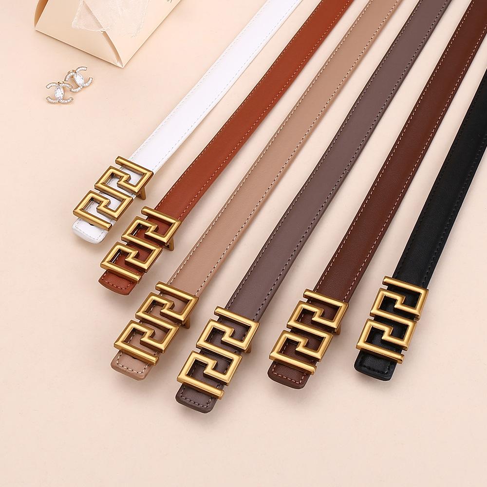 Belt Genuine Leather Women'S Belt Women'S Decorative Cowhide Smooth Buckle Business Belt Can Be