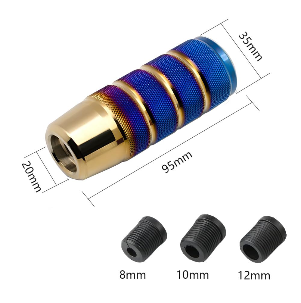 YFFSFDC MT AT Car Universal Custom Aluminum Alloy Stick Shift Knob with 3 Adapters (TITANIUM BLUE)
