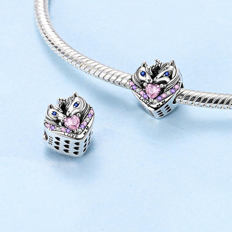 Original Copper Unicorn Charms Colour Horse Heart Beads Fit Bracelet Accessories Women Making Fine Jewelry Gift