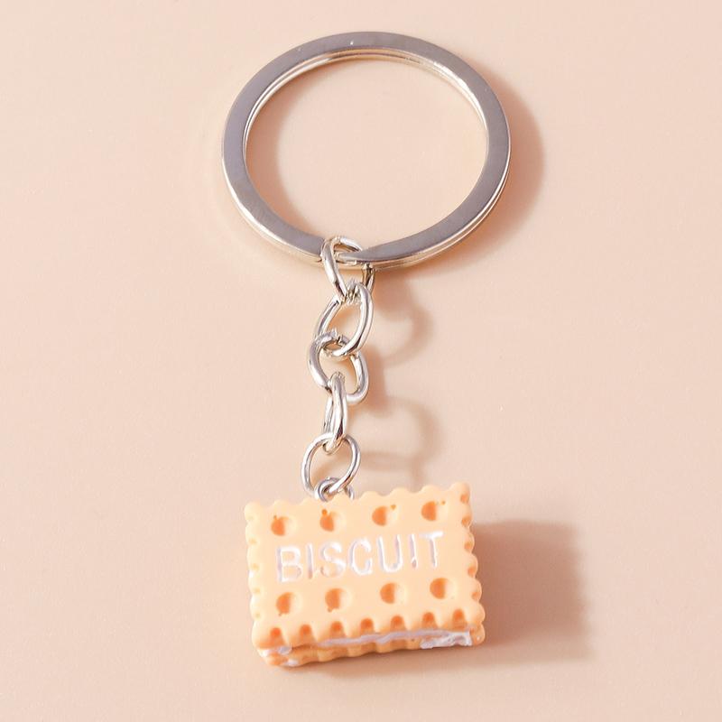 Cute Resin Simulation Food Keychain Cookies Chocolate Key Ring for Car Key Holder Handbag Pendant DIY Jewelry Gifts