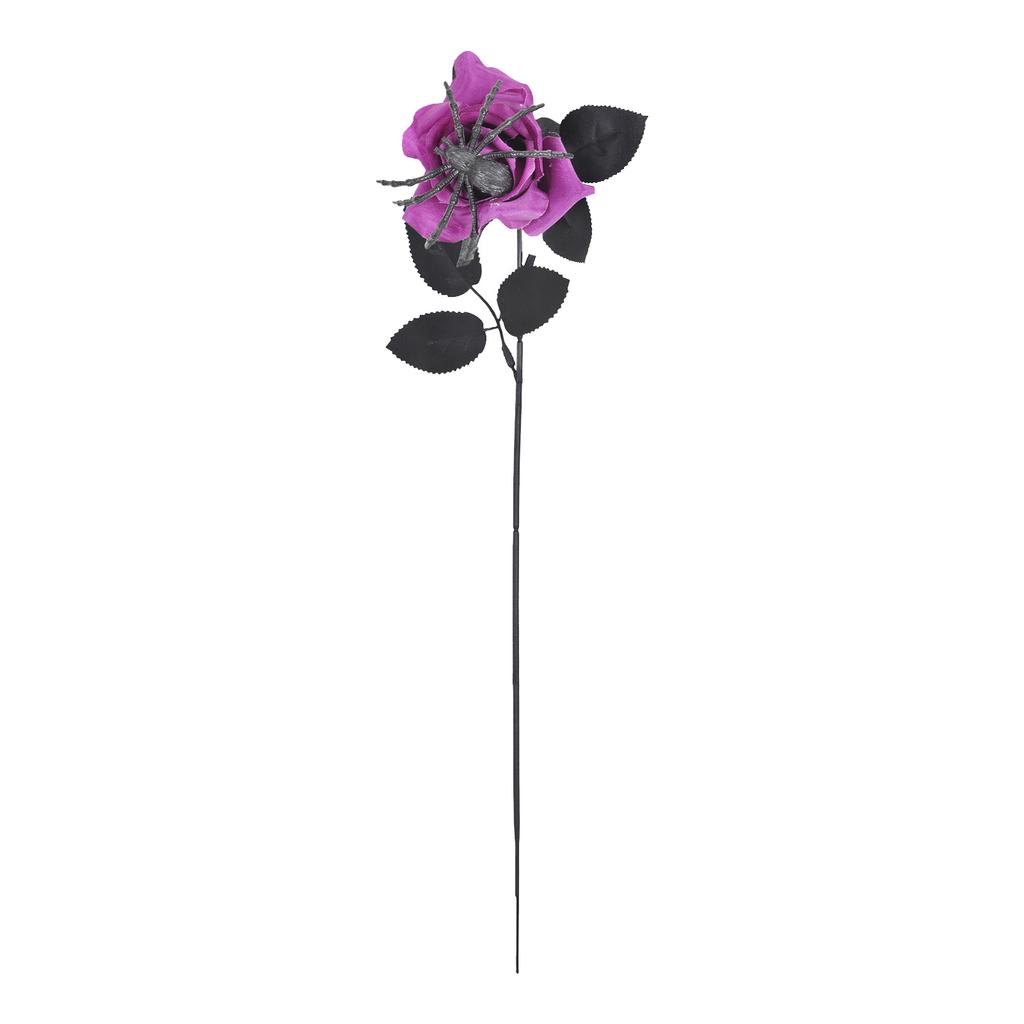 Flexible Black Spider Rose Flower Stem Bouquet Halloween Decoration Adjustable Silk Floral Arrangement Accessory