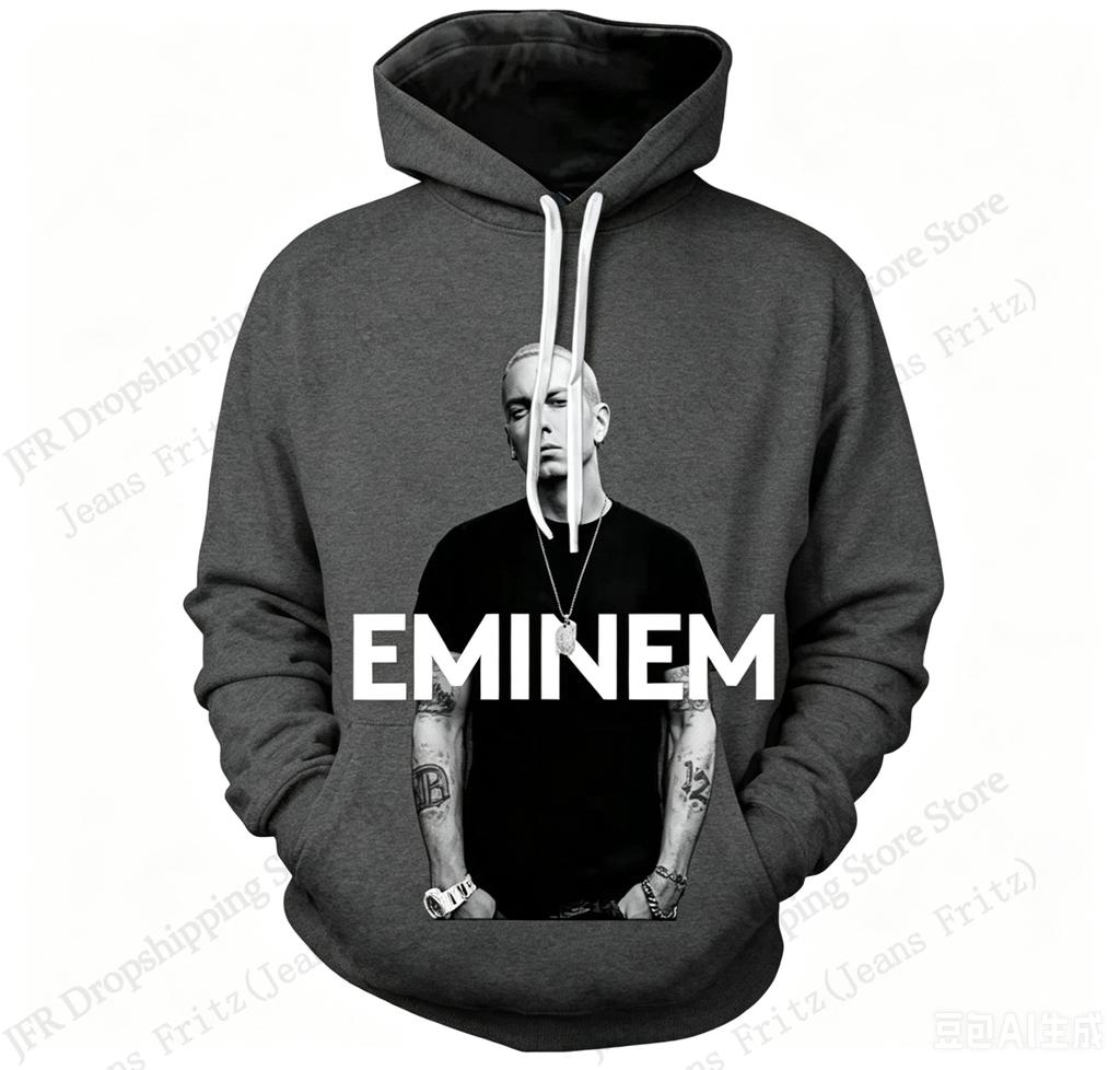 Худи с 3D-принтом Rap Eminem Мужская Женская Модная Худи с Длинным Рукавом Толстовка Оверсайз Спортивный Костюм Осенняя Зимняя Одежда Новая Moletom