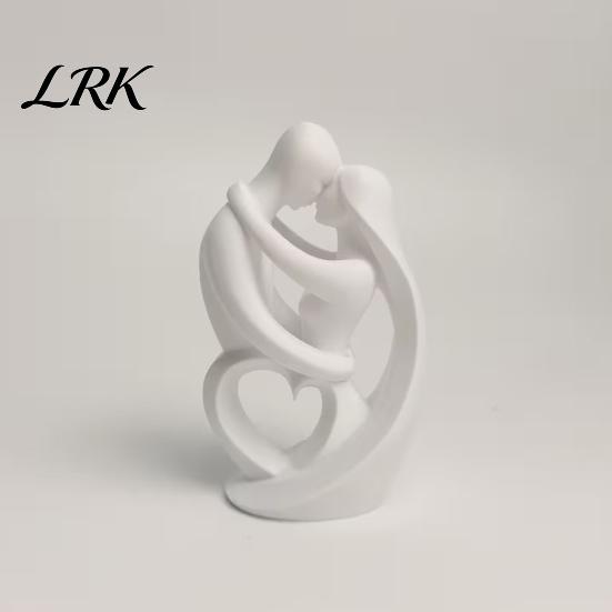 Романтические Мягкие Декорации 3D Печатная Абстрактная Статуэтка Обнимающейся Пары, Фигурка Любви с Вырезанным Сердцем, Минималистичный Декор для Дома Белая Арт-Скульптура для