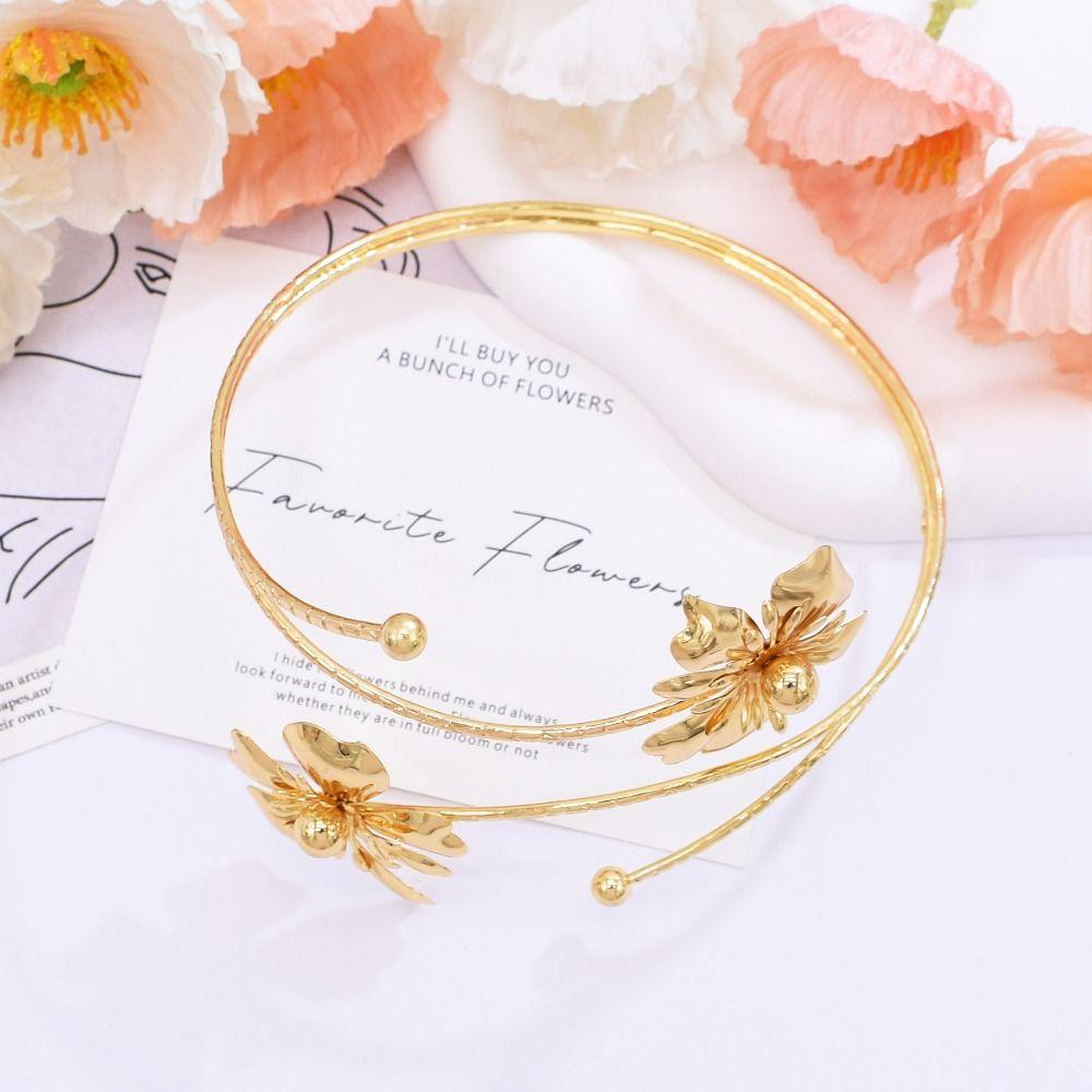 Floral Flower Bracelet Adjustable Armband Exquisite Arm Ring Girls
