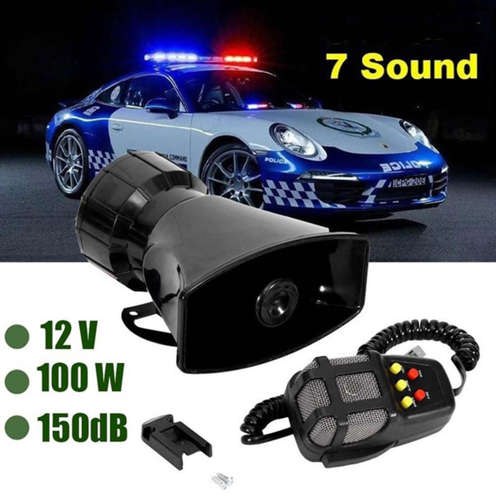 7-звуковая громкая автомобильная сигнализация, полицейская пожарная сирена, звуковой сигнал, громкоговоритель PA, 12 В, 100 Вт
