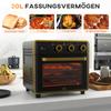 Mini Oven, 20 Liters, Oil-Free Frying, Grilling, Baking, Convection, 90-230 degrees C, Timer, 1400W, Black+Gold