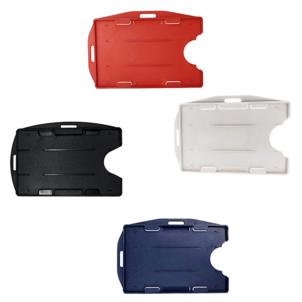 1pc Card ID Holder Practical Durable Multi-use Hard Plastic Badge Work ID Protector Cover Case Double Sided ID Card