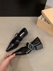 Французские черные туфли-лодочки женские туфли 2025 новая весна, осень и зима средний и высокий каблук вечерние туфли Мэри Джейн маленькие кожаные туфли