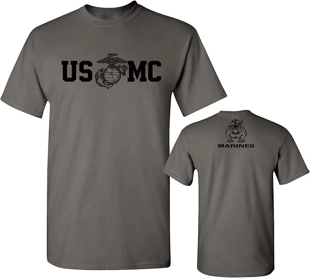 2026 US Marine Corps Bulls Dog USMC Military T-shirt Cotton O-neck Summer Short Sleeved Casual WoPure Cotton T-shirt