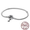 1/100 S925 silver heart crown snake bone bracelet women fashion jewelry DIY bracelet gift for her