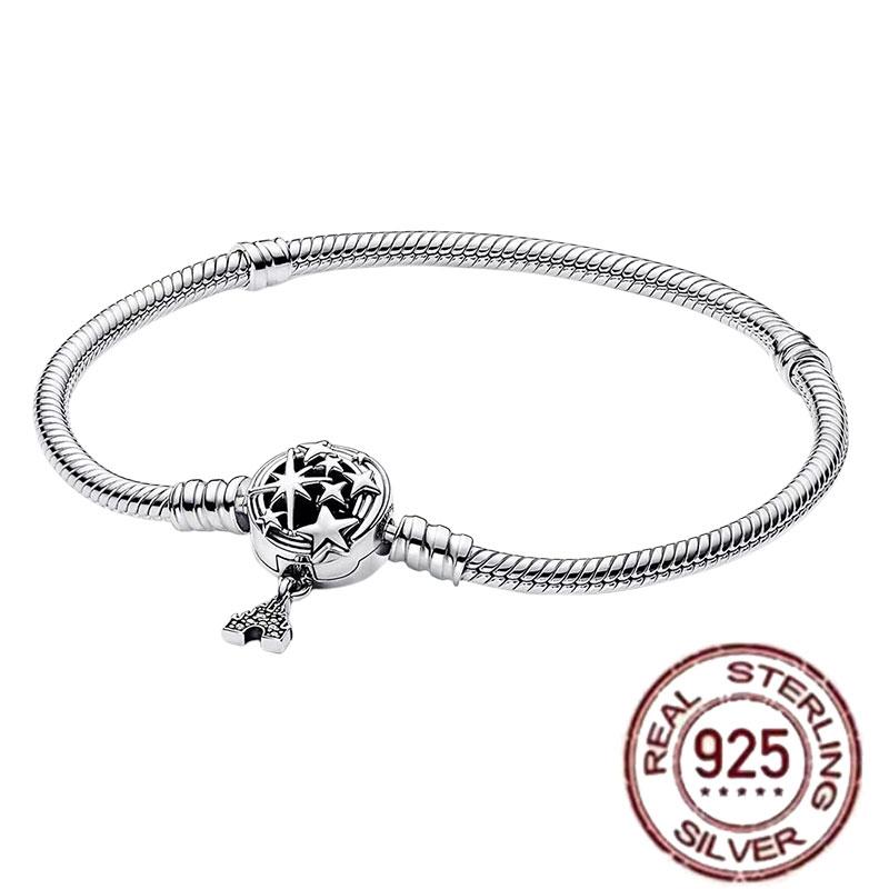 1/100 S925 silver heart crown snake bone bracelet women fashion jewelry DIY bracelet gift for her