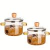 Durable High Borosilicate Glass Cookware Dual-Handle Stew & Soup Pot Transparent Design Electric Stove Compatible